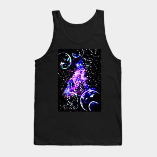 Purple Galaxy with Planets Tank Top